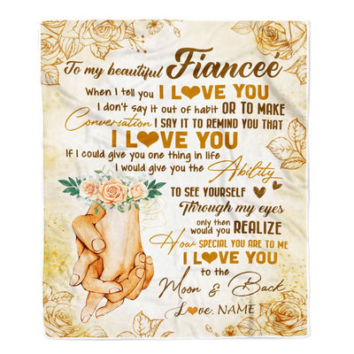 Personalized To My Fiancee Blanket From Fiance Conversation Ability Moon Back Fiancee Wedding Valentines Day Birthday Christmas Customized Fleece Blanket | teecentury