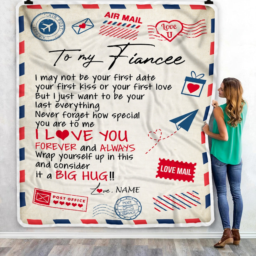 Personalized To My Fiancee Blanket From Fiance Love You Forever Always Airmail Letter Birthday Valentine Christmas Customized Fleece Blanket Blanket | Teecentury.com