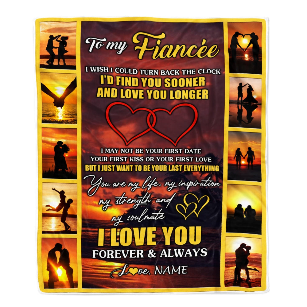 Personalized To My Fiancee Blanket From Fiance Name Sunset I Love You Birthday Anniversary Valentine's Day Christmas Gift Bed Quilt Fleece Throw Blanket Blanket | Teecentury.com