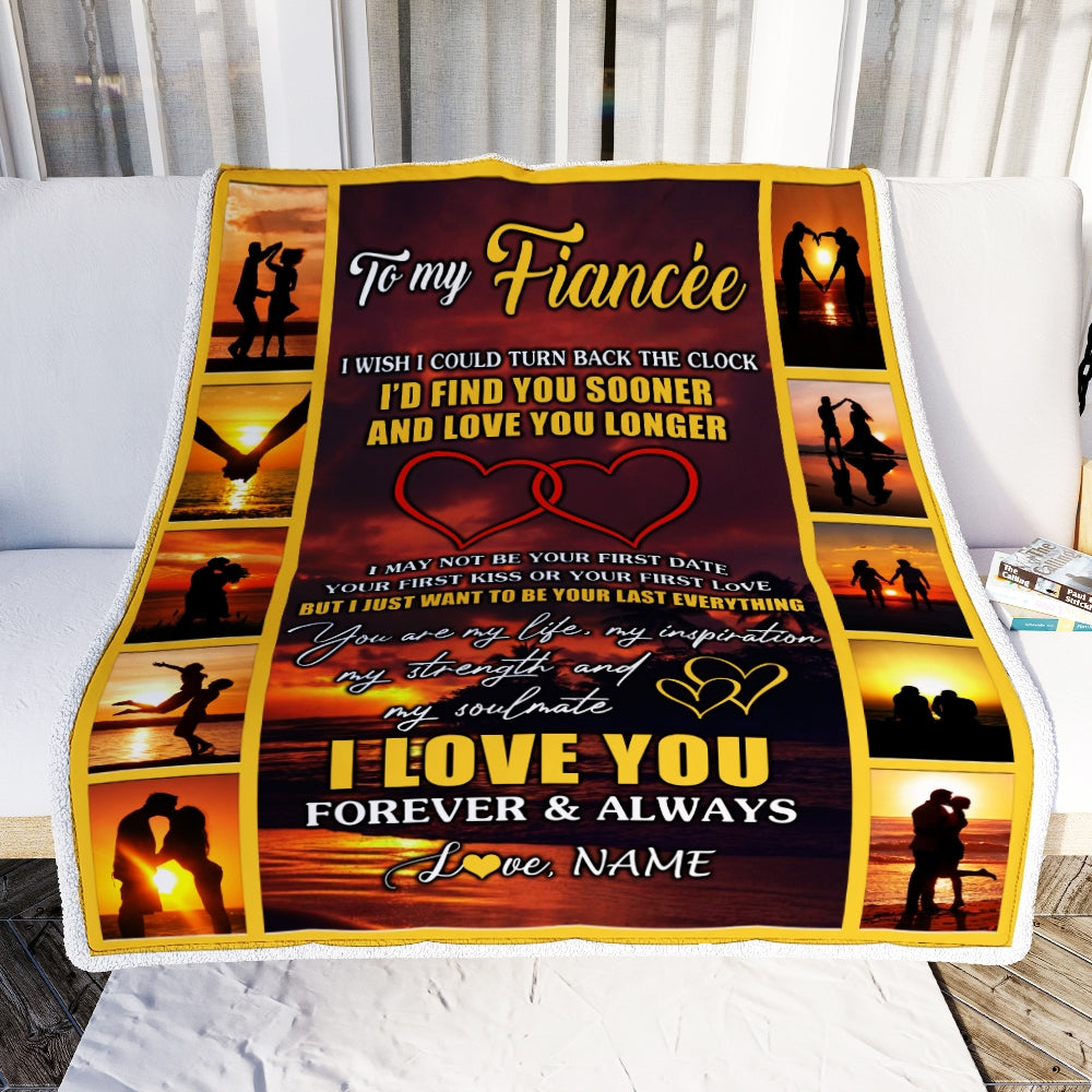 Personalized To My Fiancee Blanket From Fiance Name Sunset I Love You Birthday Anniversary Valentine's Day Christmas Gift Bed Quilt Fleece Throw Blanket Blanket | Teecentury.com