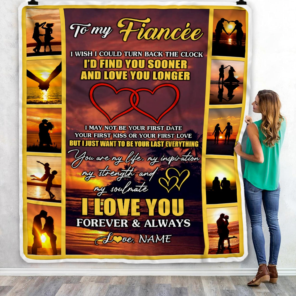 Personalized To My Fiancee Blanket From Fiance Name Sunset I Love You Birthday Anniversary Valentine's Day Christmas Gift Bed Quilt Fleece Throw Blanket Blanket | Teecentury.com
