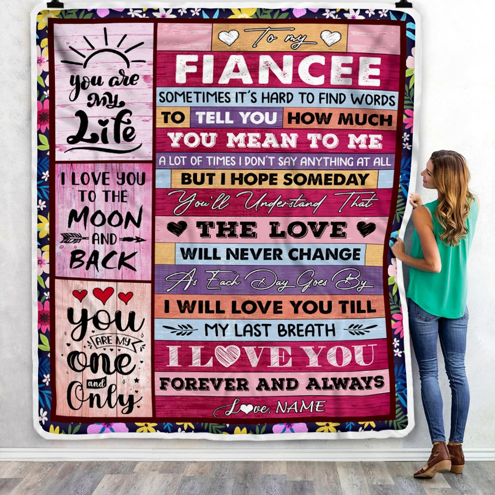 Personalized To My Fiancee Blanket From Fiance Wood Never Forget That I Love You Fiancee Anniversary Valentines Day For Her Christmas Fleece Throw Blanket Blanket | Teecentury.com