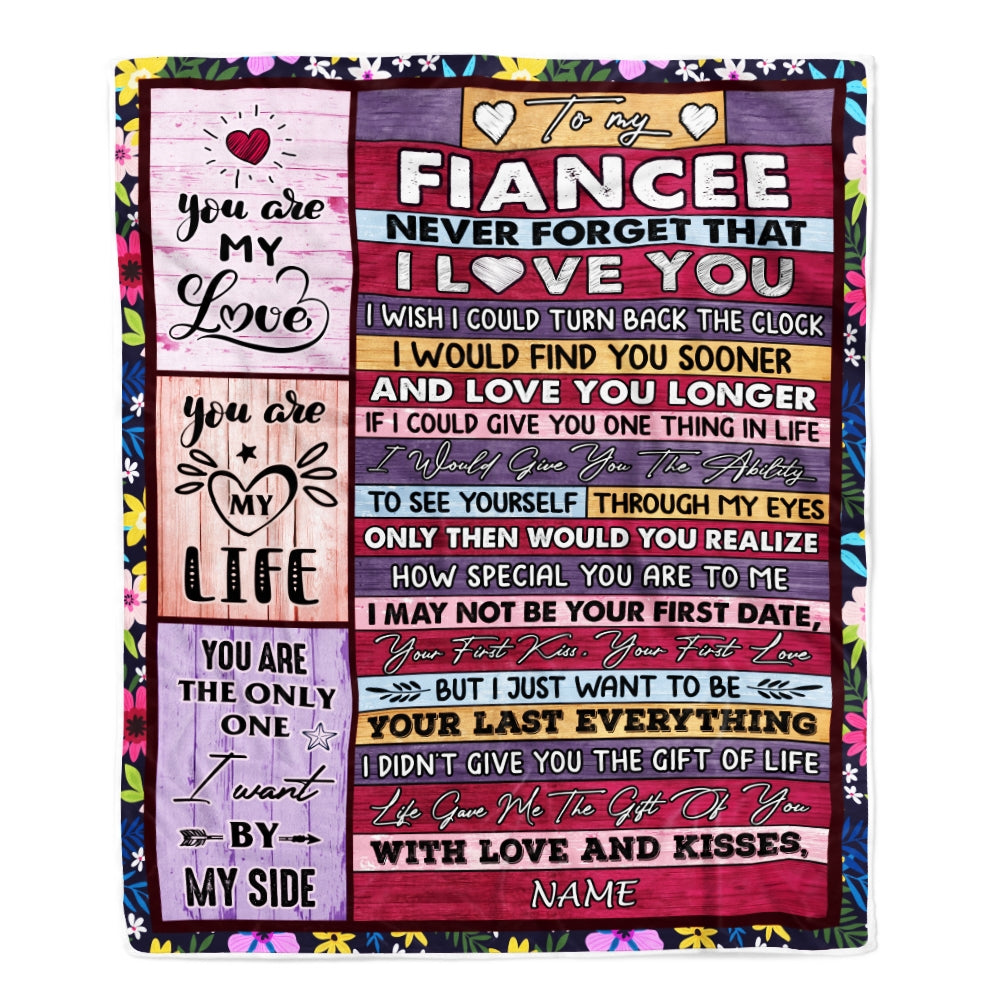 Personalized To My Fiancee Blanket From Fiance Name Wood Never Forget That I Love You Fiancee Anniversary Valentines Day Wedding Christmas Fleece Throw Blanket Blanket | Teecentury.com