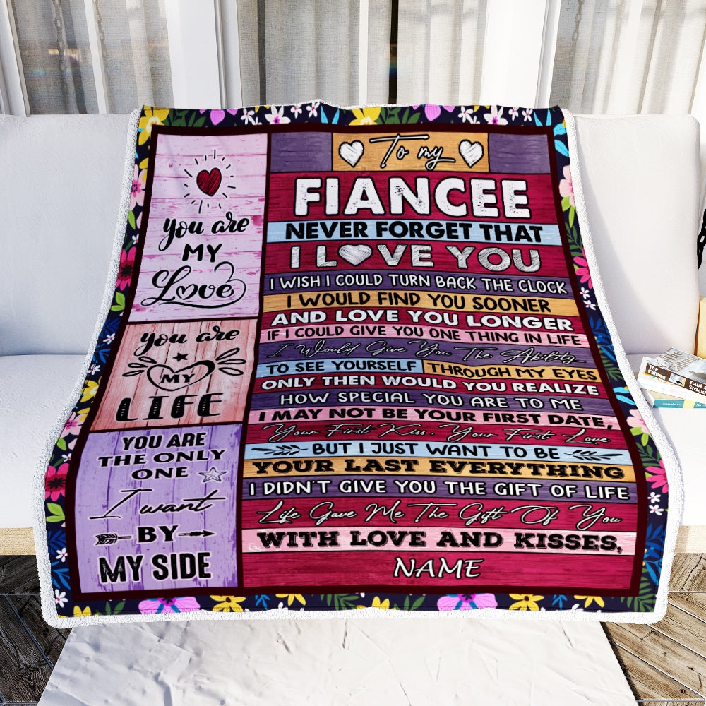 Personalized To My Fiancee Blanket From Fiance Name Wood Never Forget That I Love You Fiancee Anniversary Valentines Day Wedding Christmas Fleece Throw Blanket Blanket | Teecentury.com