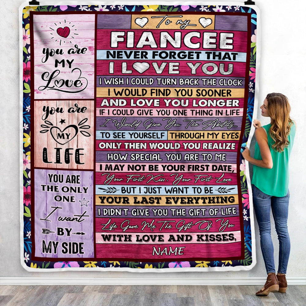 Personalized To My Fiancee Blanket From Fiance Name Wood Never Forget That I Love You Fiancee Anniversary Valentines Day Wedding Christmas Fleece Throw Blanket Blanket | Teecentury.com