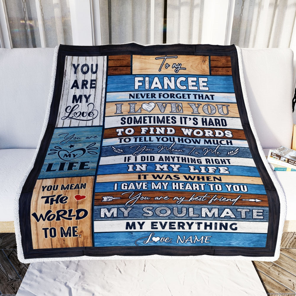 Personalized To My Fiancee Blanket Never Forget I Love You Fiancee Birthday Anniversary Wedding Valentine's Day Christmas Customized Bed Fleece Blanket | teecentury