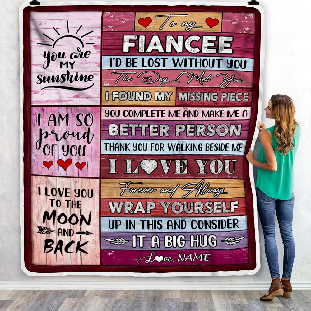 Personalized To My Fiancee Blankets From Fiance You Are My Love It A Big Hug Fiancee Birthday Valentine's Day Christmas Customized Fleece Blanket Blanket | Teecentury.com