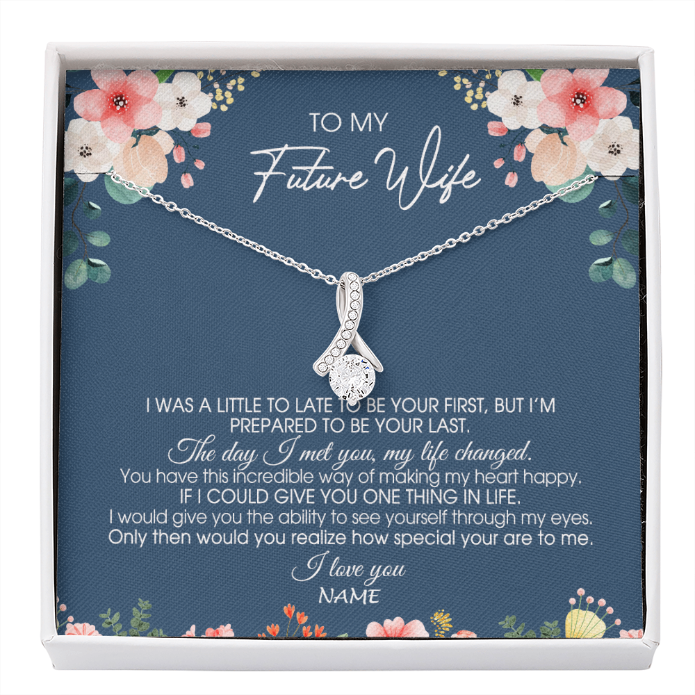 Alluring Beauty Necklace | Personalized To My Future Wife Necklace From Boyfriend Love You Soulmate Girlfriend Wife Birthday Anniversary Valentines Day Christmas Customized Message Card | teecentury