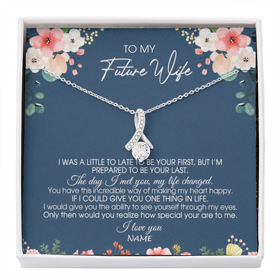 Alluring Beauty Necklace | Personalized To My Future Wife Necklace From Boyfriend Love You Soulmate Girlfriend Wife Birthday Anniversary Valentines Day Christmas Customized Message Card | teecentury
