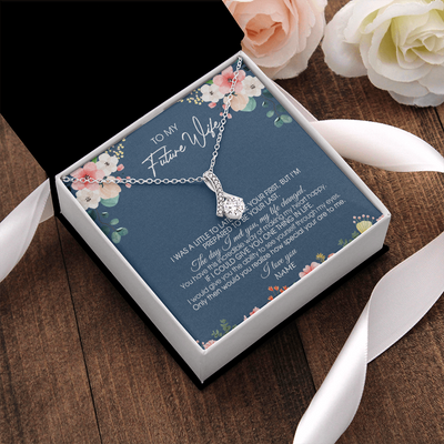 Alluring Beauty Necklace | Personalized To My Future Wife Necklace From Boyfriend Love You Soulmate Girlfriend Wife Birthday Anniversary Valentines Day Christmas Customized Message Card | teecentury