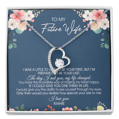 Forever Love Necklace | Personalized To My Future Wife Necklace From Boyfriend Love You Soulmate Girlfriend Wife Birthday Anniversary Valentines Day Christmas Customized Message Card | teecentury