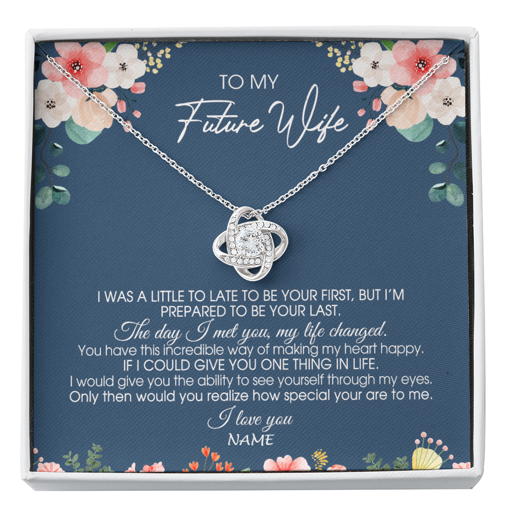 Love Knot Necklace | Personalized To My Future Wife Necklace From Boyfriend Love You Soulmate Girlfriend Wife Birthday Anniversary Valentines Day Christmas Customized Message Card | teecentury