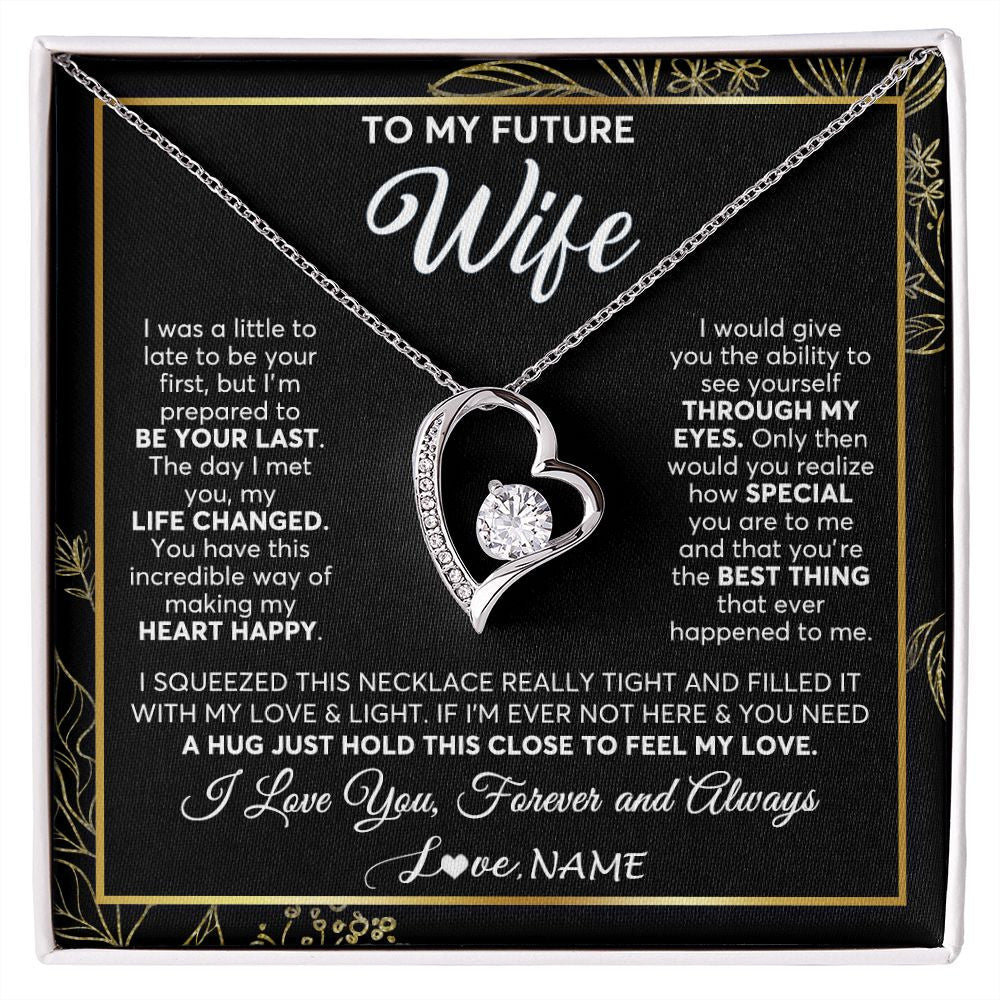 Forever Love Necklace | Personalized To My Future Wife Necklace From Husband My Love Fiancee Wife Birthday Anniversary Valentines Day Christmas Customized Gift Box Message Card | teecentury