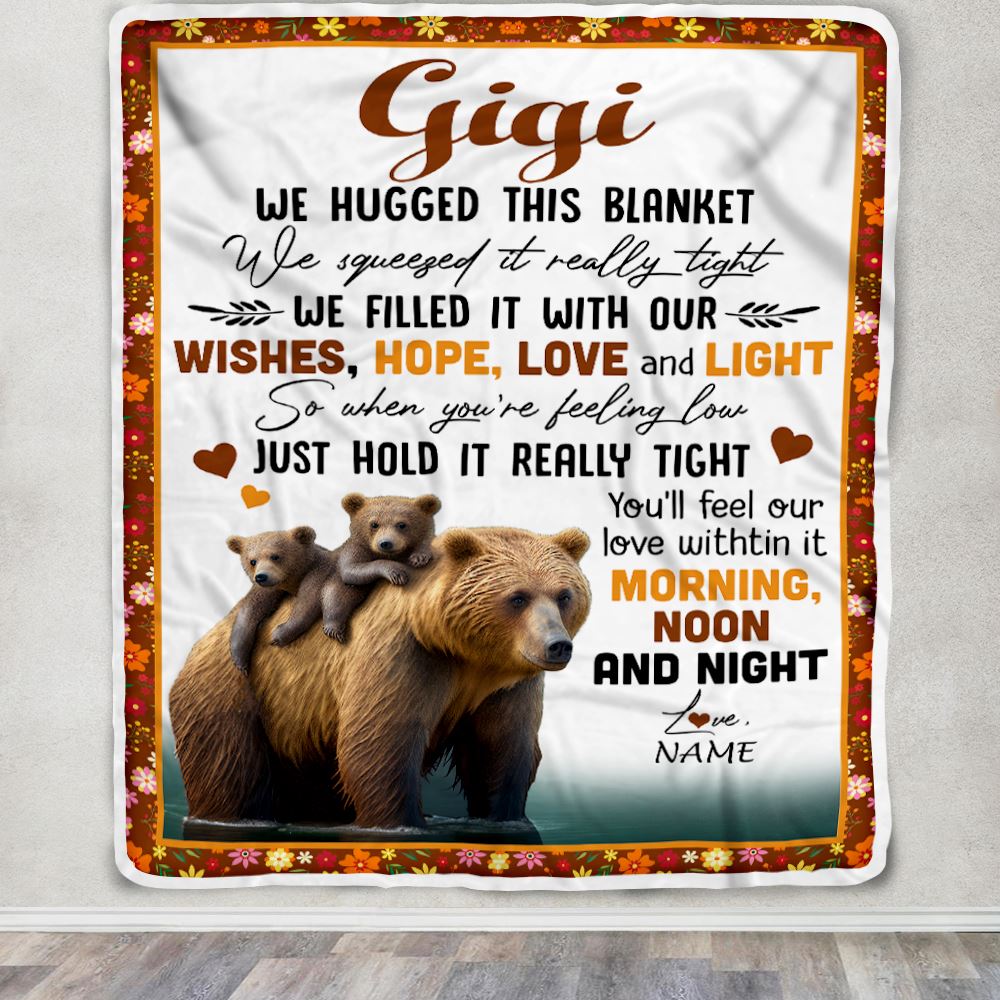Personalized To My Gigi Blanket From Granddaughter Grandson Bear I Love You Gigi Birthday Mothers Day Christmas Customized Fleece Throw Blanket | teecentury