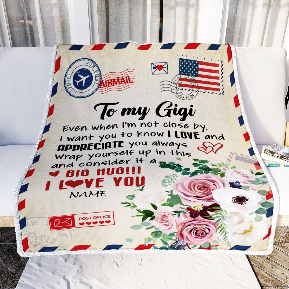 Personalized To My Gigi Blanket From Grandkids Floral Air Mail Letter I Love You Gigi Birthday Mothers Day Christmas Customized Fleece Throw Blanket | teecentury