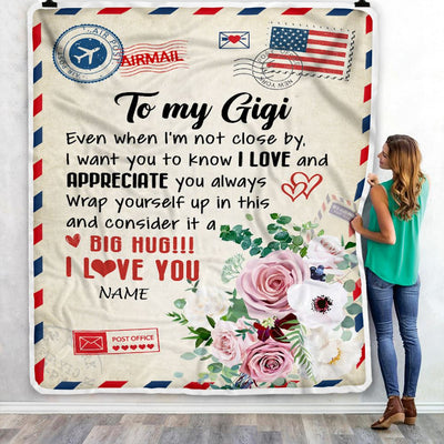 Personalized To My Gigi Blanket From Grandkids Floral Air Mail Letter I Love You Gigi Birthday Mothers Day Christmas Customized Fleece Throw Blanket | teecentury