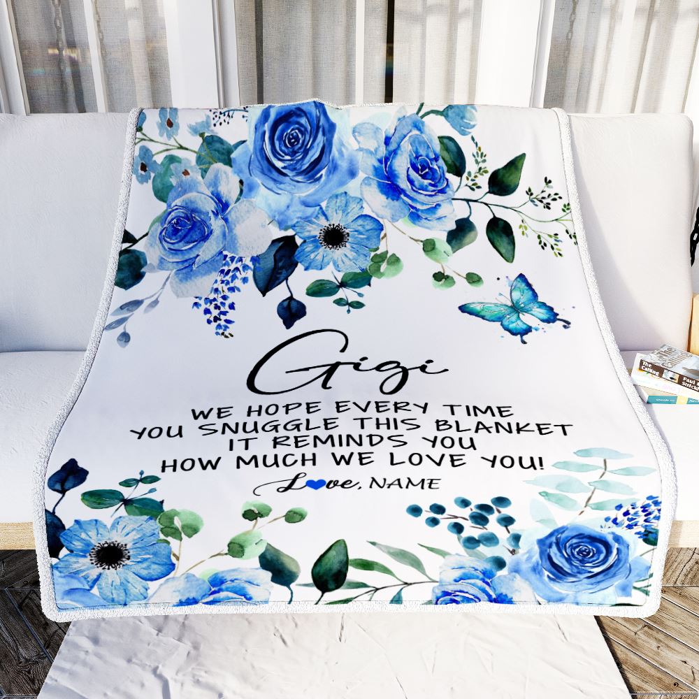 Personalized To My Gigi Blanket From Grandkids Floral How Much We Love You Gigi Birthday Mothers Day Christmas Customized Fleece Throw Blanket | teecentury