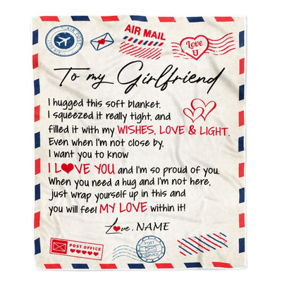 Personalized To My Girlfriend Blanket Air Mail Letter I Love You Girlfriend For Her Birthday Valentines Day Christmas Fleece Throw Blanket | teecentury