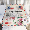 Personalized To My Girlfriend Blanket Floral Air Mail Letter I Love You Girlfriend For Her Birthday Valentines Day Christmas Fleece Throw Blanket | teecentury