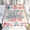 Personalized To My Girlfriend Blanket From Boyfriend I Love You Hugs Air Mail Letter Girlfriend Birthday Valentine's Day Christmas Customized Fleece Blanket Blanket | Teecentury.com