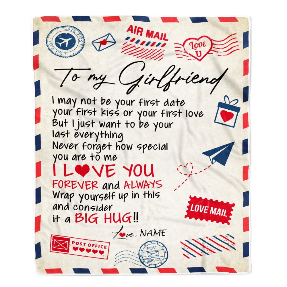 Personalized To My Girlfriend Blanket From Boyfriend Love You Forever Always Airmail Letter Birthday Valentine Christmas Customized Fleece Blanket Blanket | Teecentury.com