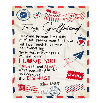 Personalized To My Girlfriend Blanket From Boyfriend Love You Forever Always Airmail Letter Birthday Valentine Christmas Customized Fleece Blanket Blanket | Teecentury.com
