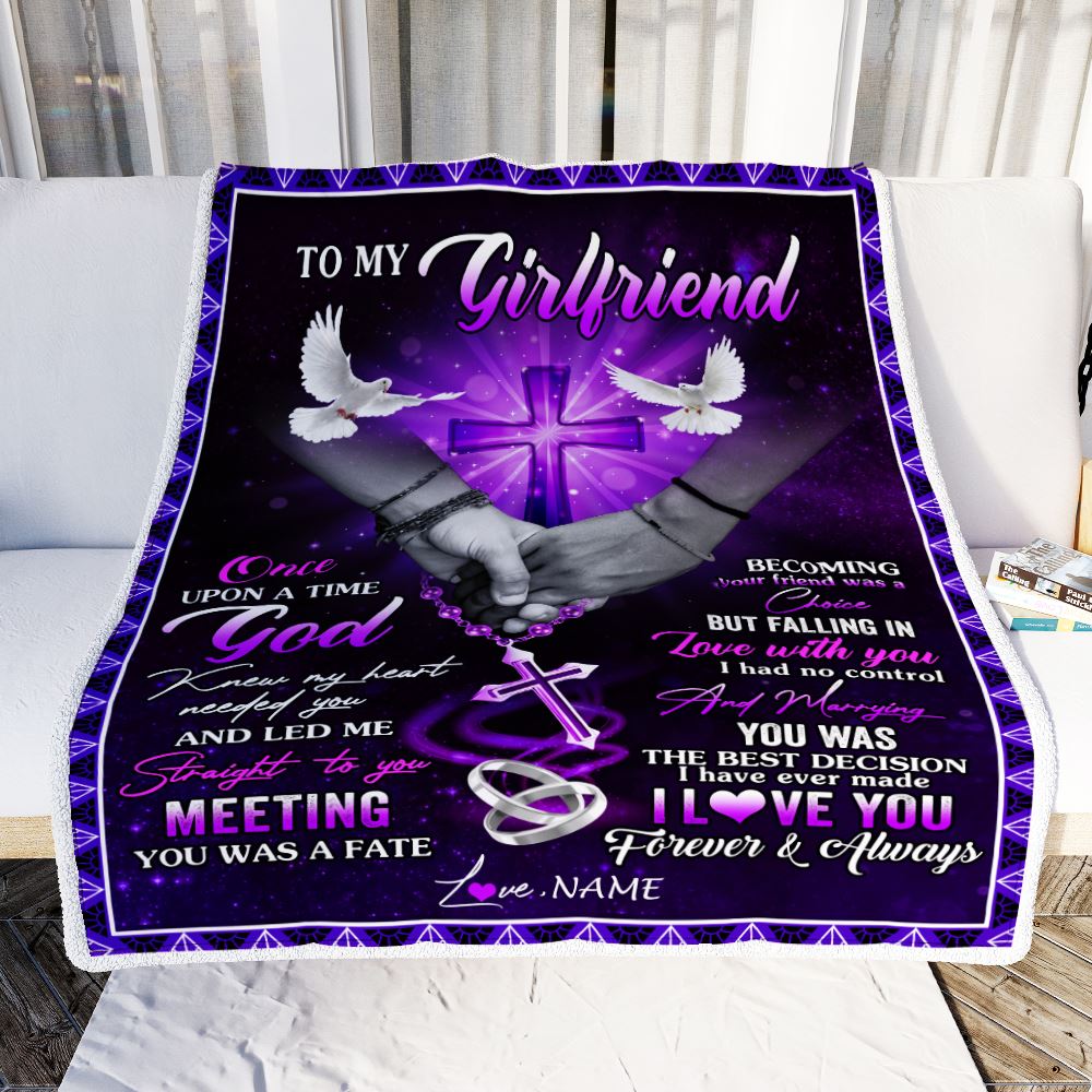 Personalized To My Girlfriend Blanket From Boyfriend Meeting You Was Fate Girlfriend Anniversary Valentines Day Birthday Christmas Fleece Throw Blanket | teecentury