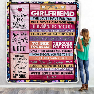 Personalized To My Girlfriend Blanket From Boyfriend Wood I Love You More And More Soulmate Girlfriend Anniversary Valentines Day Christmas Fleece Blanket Blanket | Teecentury.com