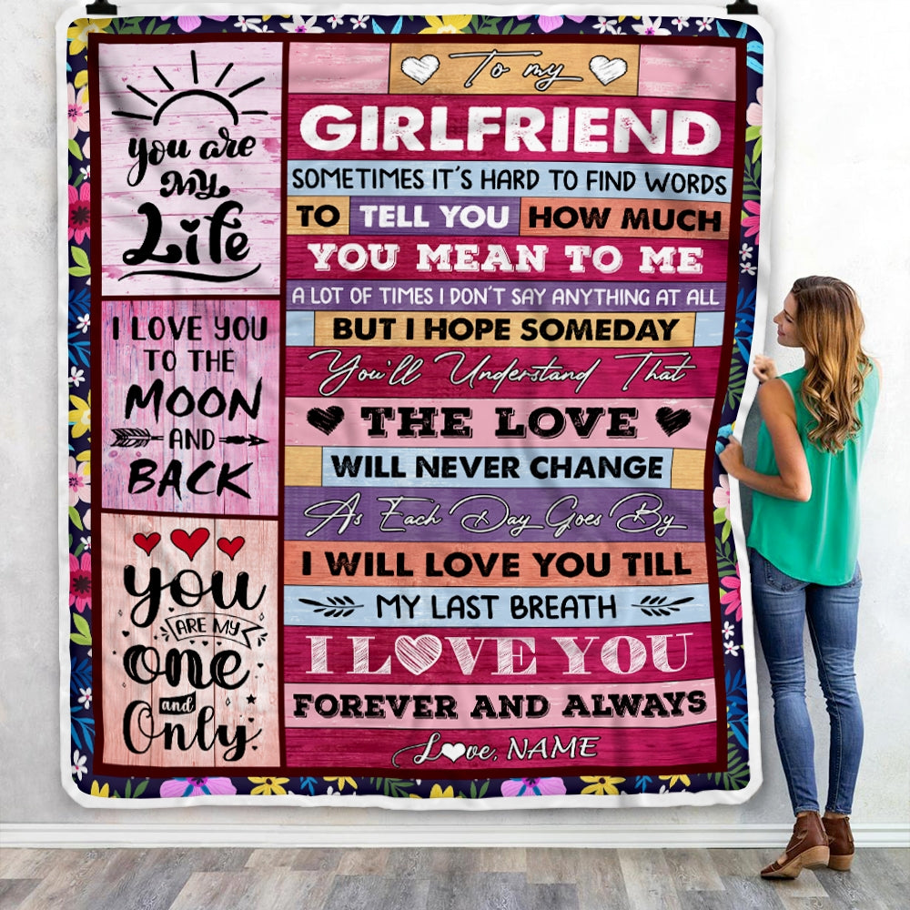 Personalized To My Girlfriend Blanket From Boyfriend Wood Never Forget That I Love You Girlfriend Anniversary Valentines Day For Her Christmas Fleece Blanket Blanket | Teecentury.com