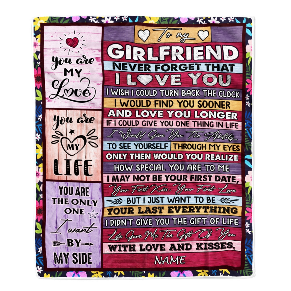 Personalized To My Girlfriend Blanket From Boyfriend's Name Wood Never Forget That I Love You Girlfriend Anniversary Valentines Day Christmas Fleece Blanket Blanket | Teecentury.com