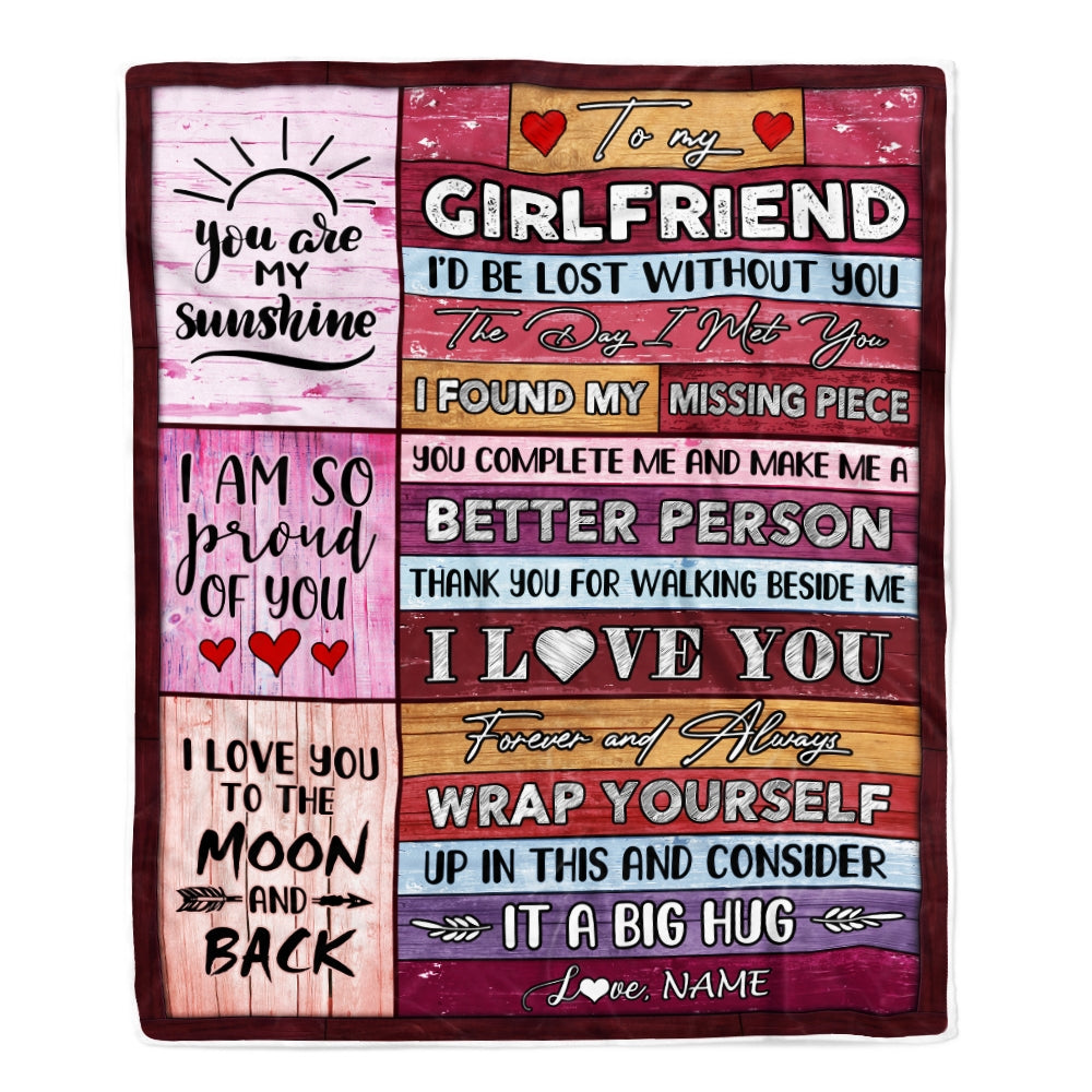 To My Girlfriend Blanket from Boyfriend Girlfriend Birthday Gifts