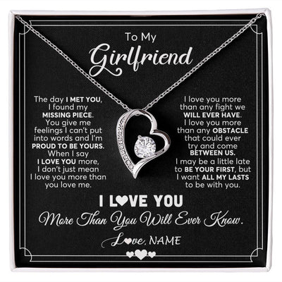 Forever Love Necklace | Personalized To My Girlfriend Necklace From Boyfriend The Day I Met You Girlfriend Birthday Anniversary Valentines Christmas Customized Gift Box Message Card | teecentury