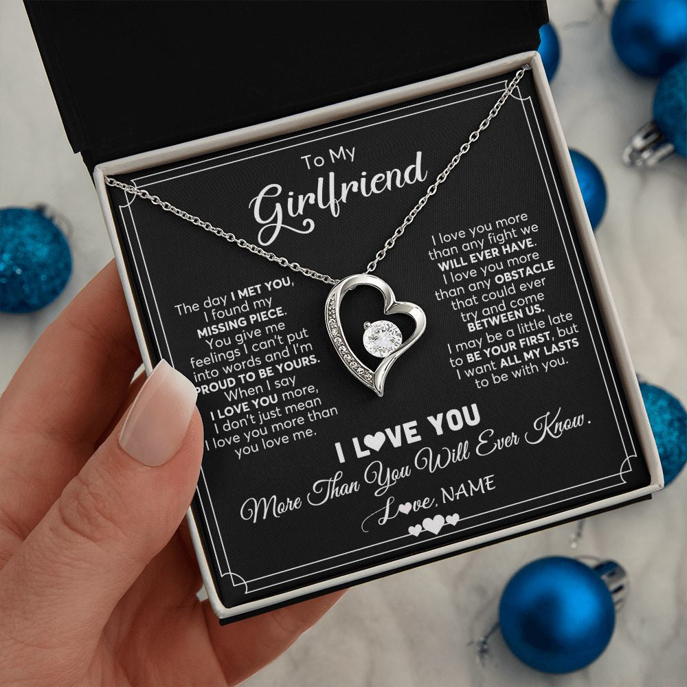 Forever Love Necklace | Personalized To My Girlfriend Necklace From Boyfriend The Day I Met You Girlfriend Birthday Anniversary Valentines Christmas Customized Gift Box Message Card | teecentury