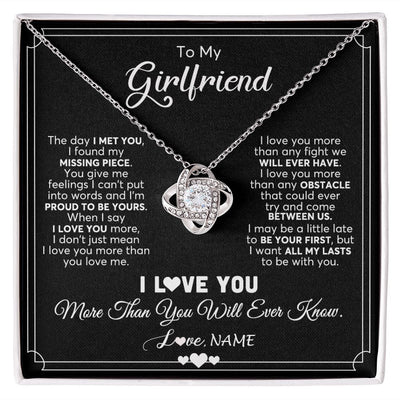 Love Knot Necklace | Personalized To My Girlfriend Necklace From Boyfriend The Day I Met You Girlfriend Birthday Anniversary Valentines Christmas Customized Gift Box Message Card | teecentury