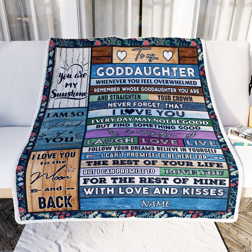 Personalized To My Goddaughter Blanket From Godmother Aunt Wood Whenever You Feel Overwhelmed Godchild Birthday Graduation Christmas Customized Fleece Blanket | teecentury