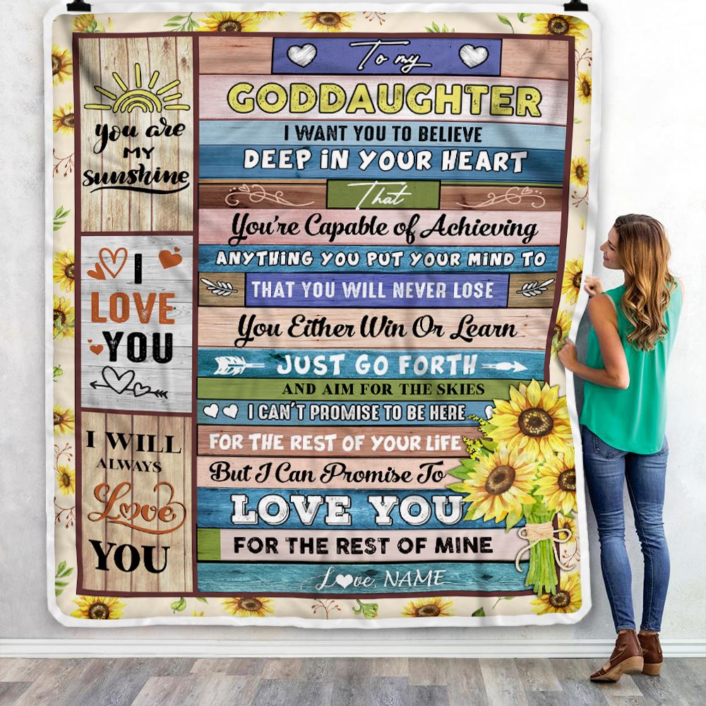 Personalized To My Goddaughter Blanket From Godmother Believe Deep In Your Heart Daughter Goddaughter Birthday Graduation Christmas Customized Fleece Blanket | teecentury