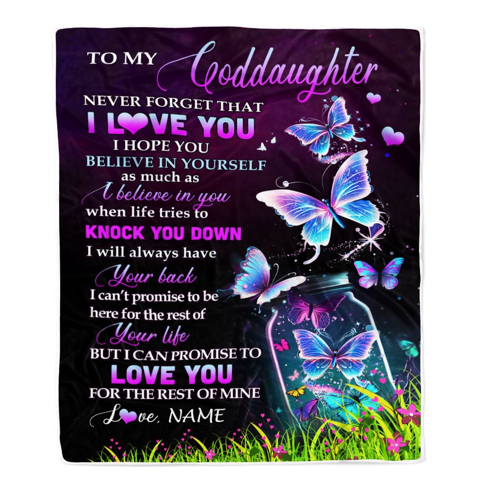 Personalized To My Goddaughter Blanket From Godmother Butterfly Never Forget I Love You Goddaughter Birthday Graduation Christmas Customized Fleece Blanket | teecentury