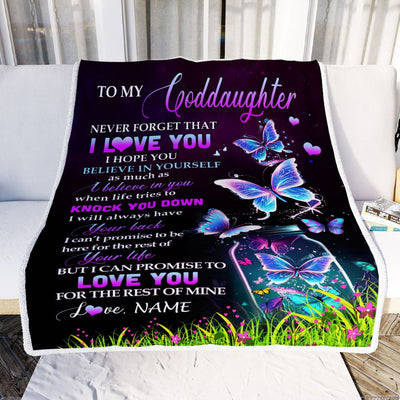 Personalized To My Goddaughter Blanket From Godmother Butterfly Never Forget I Love You Goddaughter Birthday Graduation Christmas Customized Fleece Blanket | teecentury