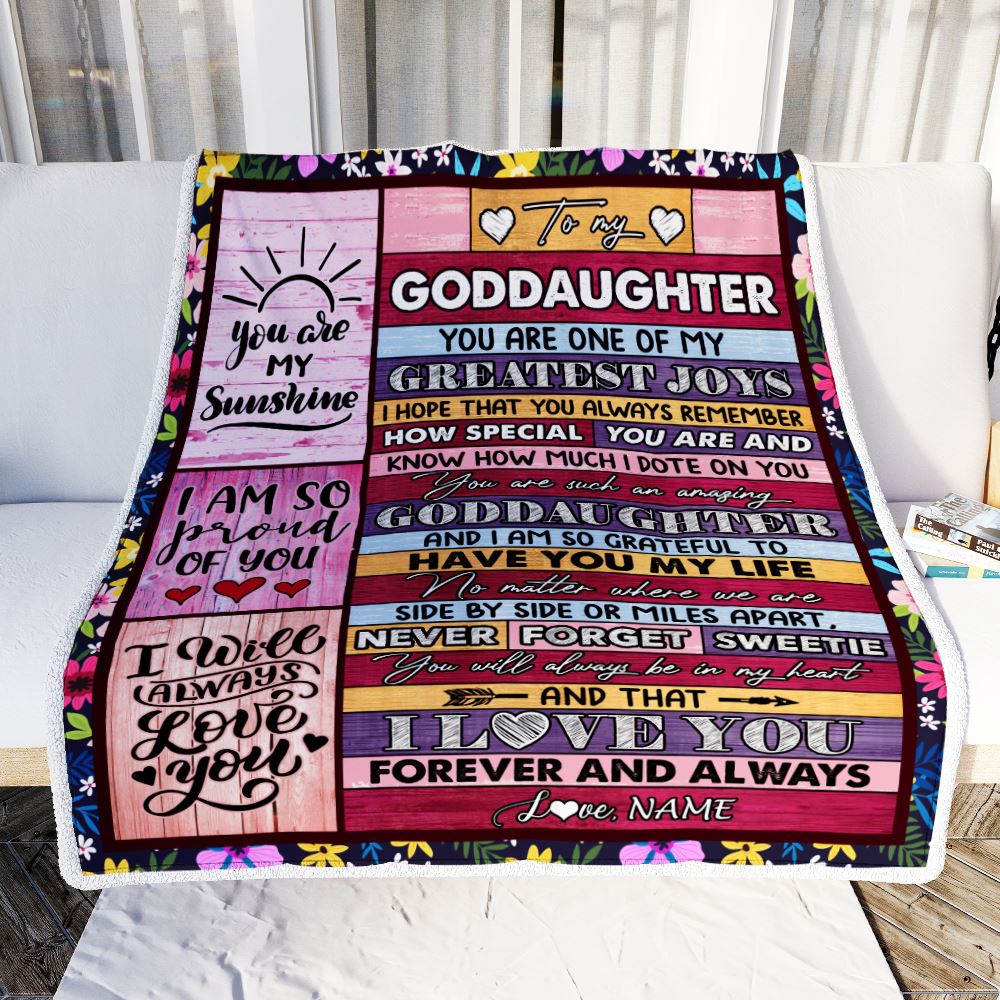 Personalized To My Goddaughter Blanket From Godmother Godfather My Greatest Joys Goddaughter Birthday Graduation Christmas Customized Bed Fleece Throw Blanket | teecentury