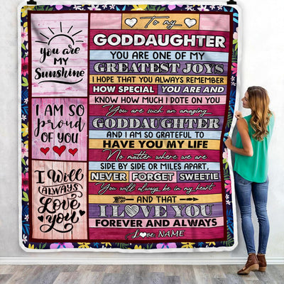 Personalized To My Goddaughter Blanket From Godmother Godfather My Greatest Joys Goddaughter Birthday Graduation Christmas Customized Bed Fleece Throw Blanket | teecentury