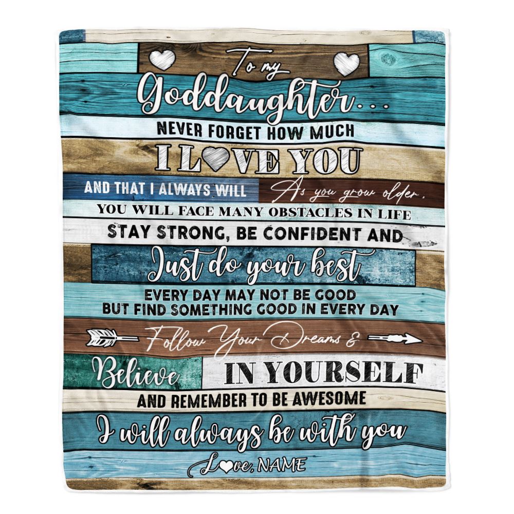 Personalized To My Goddaughter Blanket From Godmother Godfather Wood Never Forget I Love You Goddaughter Birthday Christmas Customized Fleece Throw Blanket | teecentury