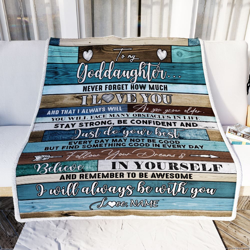 Personalized To My Goddaughter Blanket From Godmother Godfather Wood Never Forget I Love You Goddaughter Birthday Christmas Customized Fleece Throw Blanket | teecentury