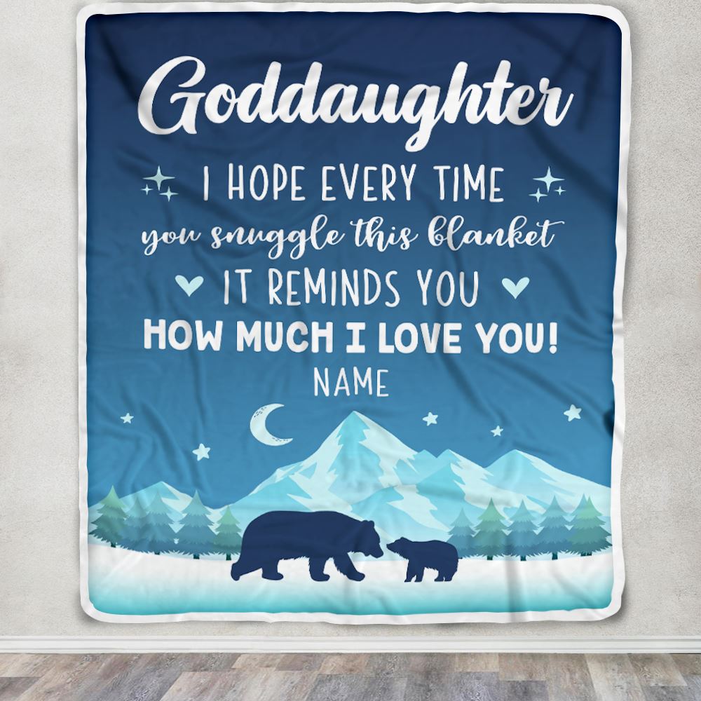 Personalized To My Goddaughter Blanket From Godmother I Hope Every Time Bear Goddaughter Birthday Graduation Christmas Customized Fleece Blanket | teecentury