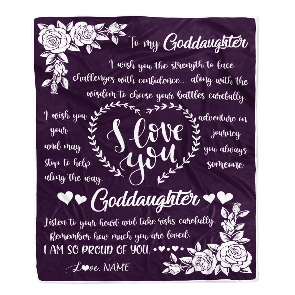 Personalized To My Goddaughter Blanket From Godmother I Wish You The Strength Daughter Goddaughter Birthday Graduation Christmas Customized Bed Fleece Blanket | teecentury