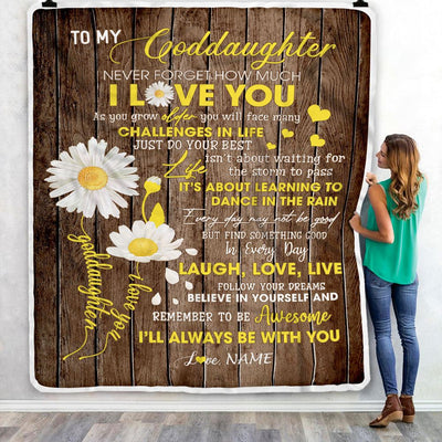 Personalized To My Goddaughter Blanket From Godmother Never Forget I Love You Daisy Goddaughter Birthday Graduation Christmas Customized Bed Fleece Blanket | teecentury