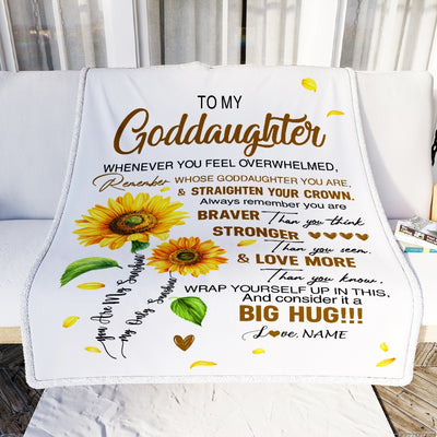 Personalized To My Goddaughter Blanket From Godmother Whenever You Fell Overwhelmed Sunflower Goddaughter Birthday Christmas Customized Bed Fleece Blanket | teecentury