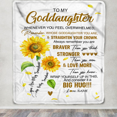 Personalized To My Goddaughter Blanket From Godmother Whenever You Fell Overwhelmed Sunflower Goddaughter Birthday Christmas Customized Bed Fleece Blanket | teecentury