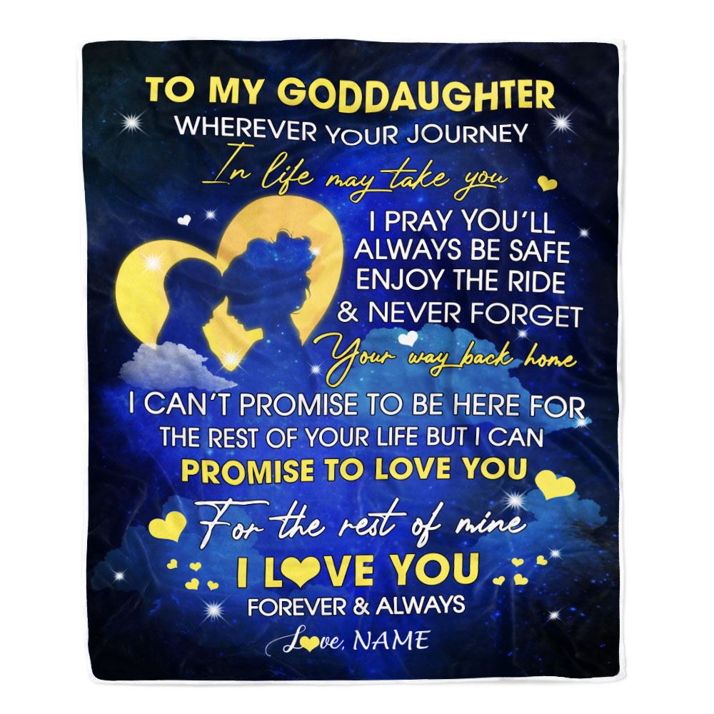 Personalized To My Goddaughter Blanket From Godmother Wherever Your Journey Goddaughter Birthday Christmas Customized Bed Fleece Throw Blanket | teecentury