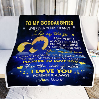Personalized To My Goddaughter Blanket From Godmother Wherever Your Journey Goddaughter Birthday Christmas Customized Bed Fleece Throw Blanket | teecentury