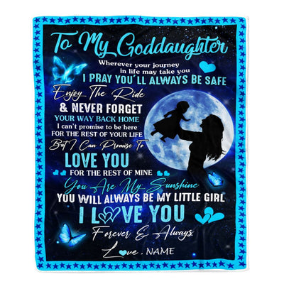 Personalized To My Goddaughter Blanket From Godmother Wherever Your Journey My Little Girl Goddaughter Birthday Graduation Christmas Customized Fleece Blanket | teecentury